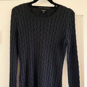 Talbots Women's Black Cable Knit Pullover Sweater with Metallic Thread